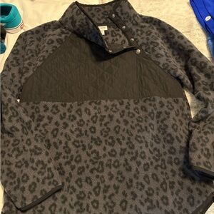 Gray Leopard Print Pullover